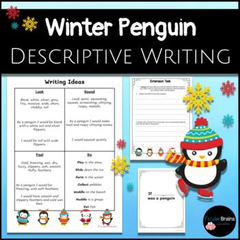 Preview of Penguin Descriptive Winter Writing Booklet Grades 1-5
