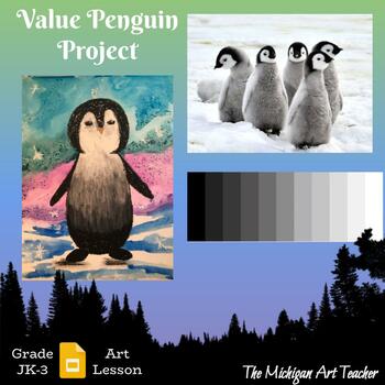 Preview of Penguin Directed Drawing Activity - Element Of Art - Value Shading Project