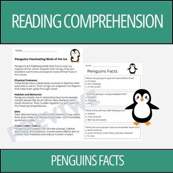 Preview of Penguin Facts - Reading Comprehension Activity | 2nd Grade & 3rd Grade