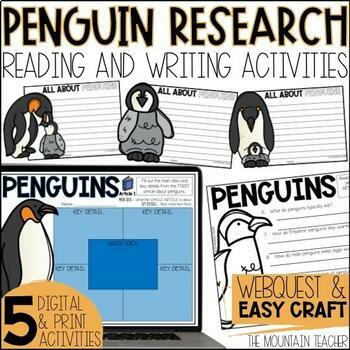 Preview of Penguin Facts Webquest | Reading Comprehension Activities & Writing Craft
