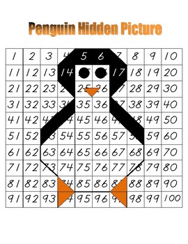Preview of Penguin Hidden Picture (Hundreds Board Activity)