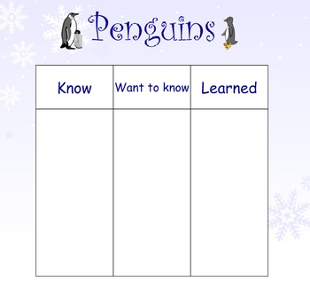 Preview of Penguin KWL Chart