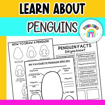 Preview of Penguin Learning Unit - Penguin Awareness Fun Facts Project and Drawing Tutorial