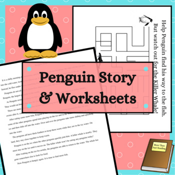 Preview of Penguin Lesson with Story Maze and More
