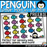 Penguin Letter Matching Mat FREEBIE - Sensory Bin Winter Activity