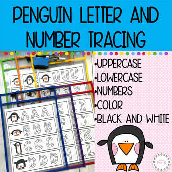 Penguin Letter and Number Trace for Pre-K by Teaching Pre-K- Ms Melanie