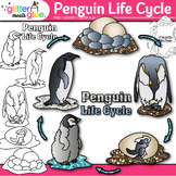 Penguin Life Cycle Clipart: Animal Clip Art, Black & White