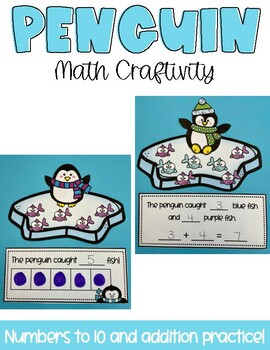 Preview of Penguin Math Craft | Winter Math Craft | Numbers to 10 and Addition