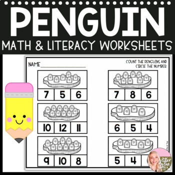 Preview of Penguin Math & Literacy Worksheets - Preschool & Pre-K