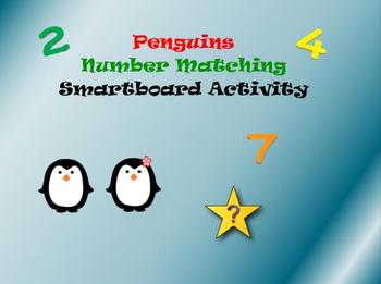 Preview of Penguin Number Match Smartboard Activity