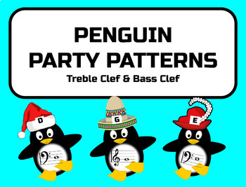 Preview of Penguin Party Patterns - Treble Clef & Bass Clef