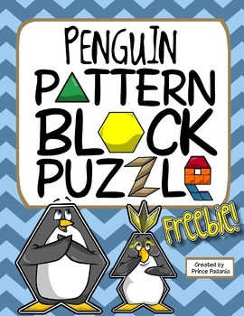 Preview of Penguins / Winter Pattern Block Puzzle -- Freebie!