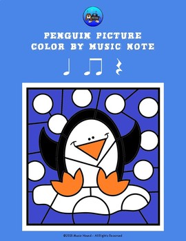 Preview of Penguin Picture Color By Music Note Rhythm Coloring