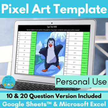 Preview of Penguin Pixel Art Editable Template for Google Sheets & Excel