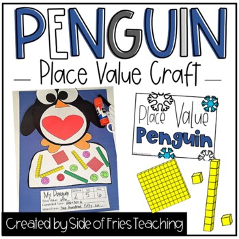 Preview of Penguin Place Value 1st Grade 2nd Grade Math Craft