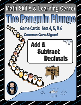 Preview of Penguin Plunge Game Cards (Add & Subtract Decimals) Sets 4-5-6