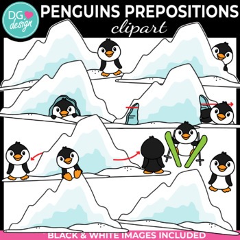 Preview of Penguin Prepositions Clipart | Arctic Animals Clipart | Winter Clipart