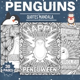 Penguin Quotes Mandala Coloring Pages Sheets - Fun Winter 