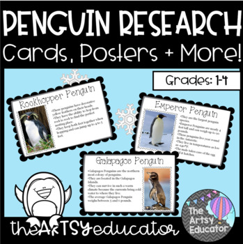 Preview of Penguin Research Activity: Cards, Posters, & More! -- [1st, 2nd, 3rd, 4th Grade]