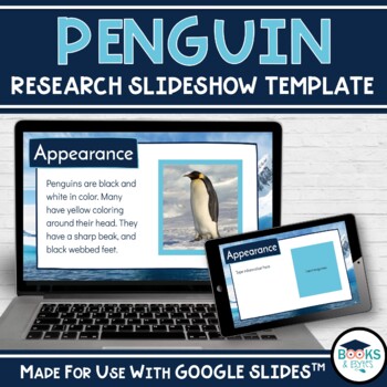 Preview of Penguin Research Writing Template - Winter, No-Prep Activity for Google Slides™