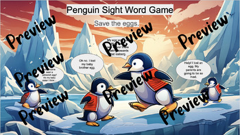 Preview of Penguin Save the Eggs Sight Words or Math Game Google Slides