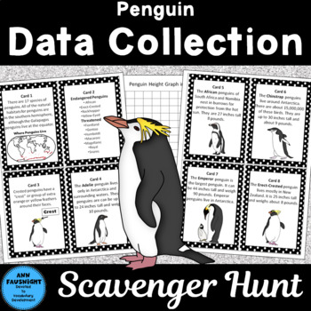 Preview of Penguin Scavenger Hunt with data collection and graphs
