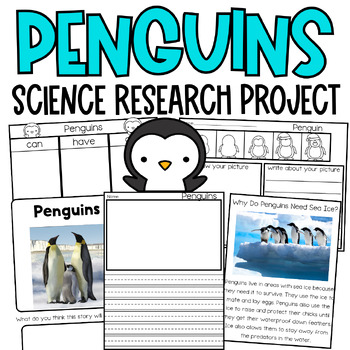 Preview of Penguin Science and ELA Research Project | Non-Fiction Unit | Winter