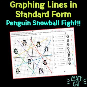 Preview of Penguin Snowball Fight!  Graphing Lines in Standard Form