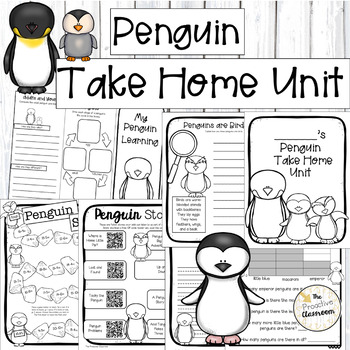 Preview of Penguin Take Home Packet Remote Distance Learning At Home Coronavirus 1st Grade