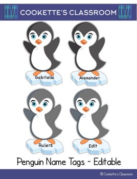 Penguin Theme Name Tags by Cookette's Classroom | TPT