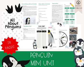 Preview of Penguin Unit: Christmas, Winter, Homeschool Curriculum, Bird study