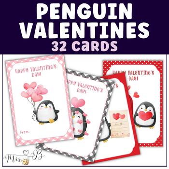 Penguin Valentine Card Classroom Valentines Printable 