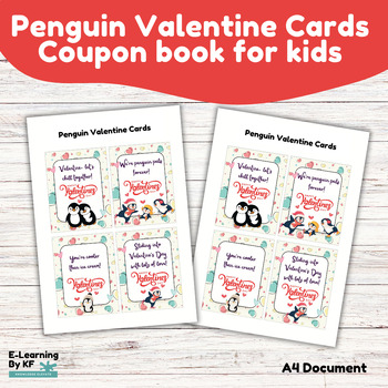 Preview of Penguin Valentine Cards Coupon book for kids - Penguin Awareness Day coupons 