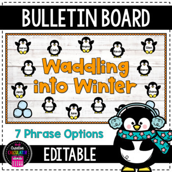 Preview of Penguin Winter Bulletin Board Craft - [EDITABLE]