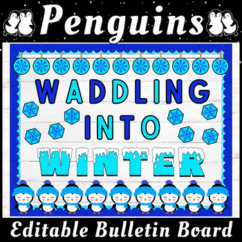 Preview of Penguin Winter Bulletin Board Kit Craft - Waddling into Winter Bulletin Board