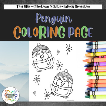 Penguin Winter Coloring Page/Coloring Sheet by Designs By Dancer