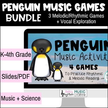 Preview of Penguin Winter Music Activities - Rhythm Melody Review - Google Slides