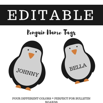 Preview of Penguin Winter Name Tags - Perfect for Bulletin Boards