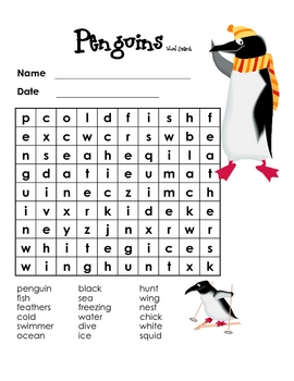Penguin-Word Search by Gladys Alfaro Moisa | Teachers Pay Teachers