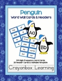 Penguin Word Wall Cards & Headers  {Editable Word Card too!}