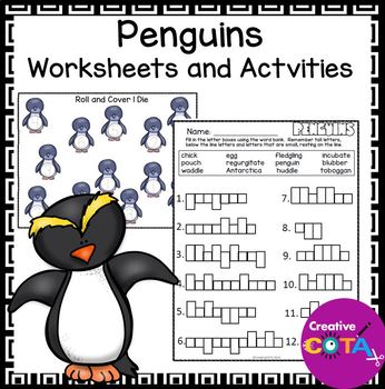 Preview of 1st Grade Winter Writing & Math Centers Penguin Worksheets and Activities
