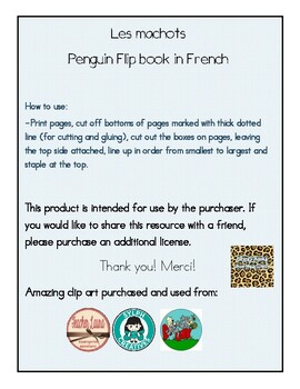 Preview of Penguin flip book - Les manchots - Winter science project FRENCH VERSION