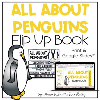 Preview of All About Penguins Activities Flip Up Book