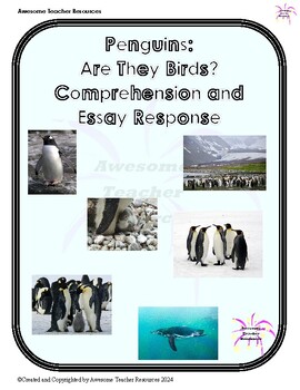 Preview of Penguins: Are They Birds? Comprehension and Essay: GR 3