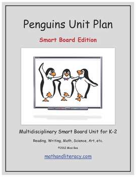 Preview of "Penguins" Common Core Aligned Math and Literacy Unit - SMARTBOARD EDITION