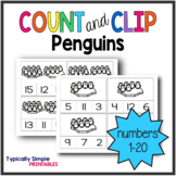 Penguins Count and Clip Cards 1-20