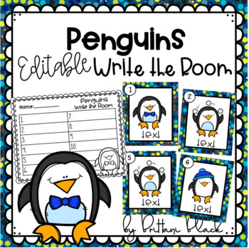 Preview of Penguins- Editable Write the Room