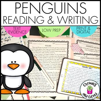 Preview of Penguins Informative Writing Prompt and Reading Comprehension Passage for Winter