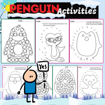 Preview of Penguins Kindergarten, Penguin & Winter Activities Dot to dot,Dot Markers
