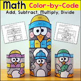 Penguins Math Craft Color by Number, Addition & Subtractio